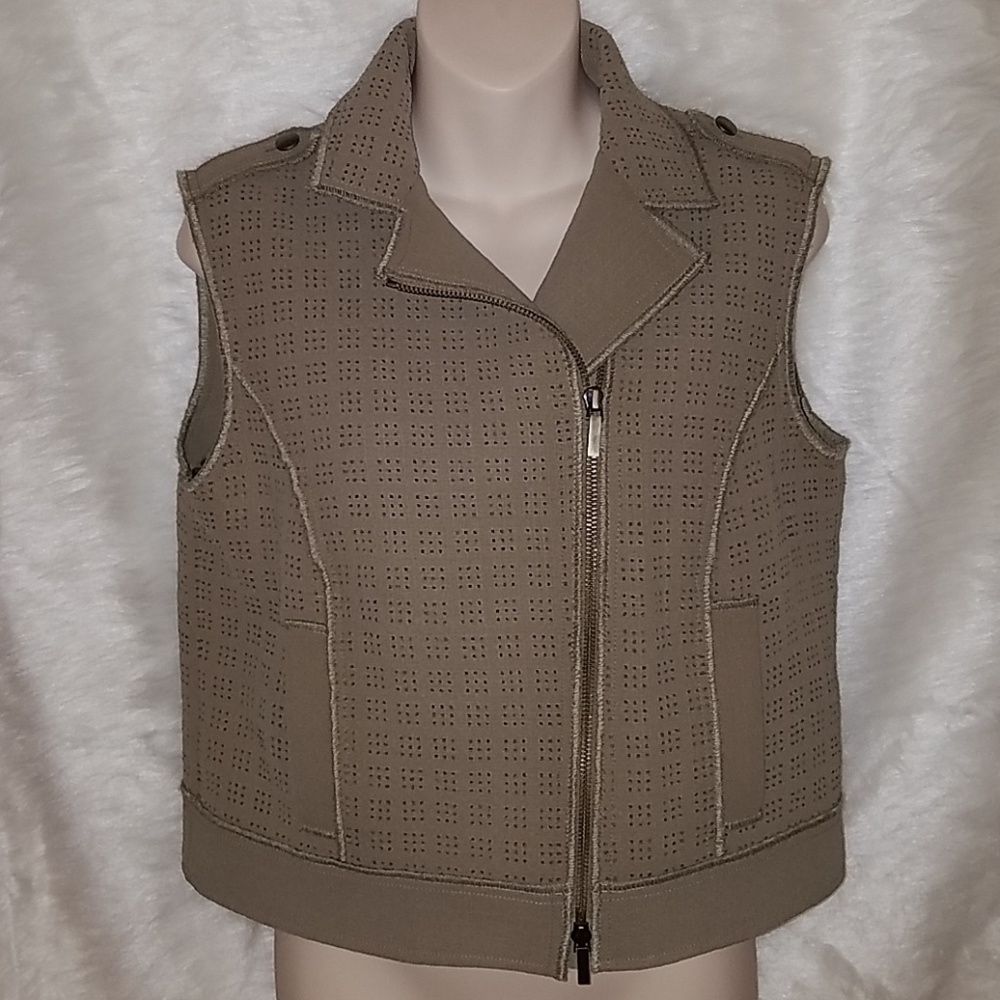 W by Worth New York Punchout Beige Tan Jacket Vest